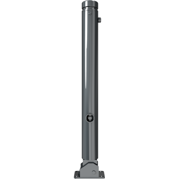 Ornamental bollard | Series 482B | � 82 mm | foldable, self-engaging lockto be fixed by plugs, with base plate 100 x 150 mm | with triangular locking mechanism acc. with DIN 3223 | with 2 eyelets